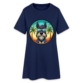 Schnauzer géant chien race dessin animé lunettes de soleil plage - Robe T-shirt Femme - marine clair - Devant