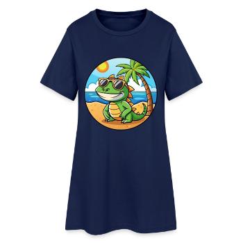 Lizard Lustige Cartoon Sommer Strand Sonnenbrille - Frauen T-Shirt-Kleid - Light Navy - Vorne