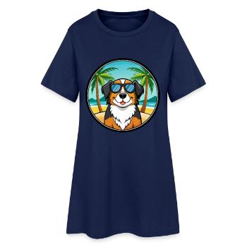 Großer Schweizer Sennenhund Rasse Cartoon Beach - Frauen T-Shirt-Kleid - Light Navy - Vorne