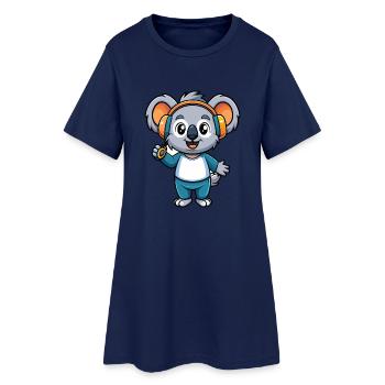 Koala Funny Cartoon Character Headphone Music - Women’s T-Shirt Dress - light navy - Front