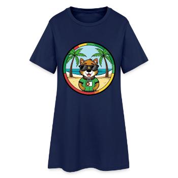Portugais Chien de garde race dessin animé lunettes de soleil plage - Robe T-shirt Femme - marine clair - Devant
