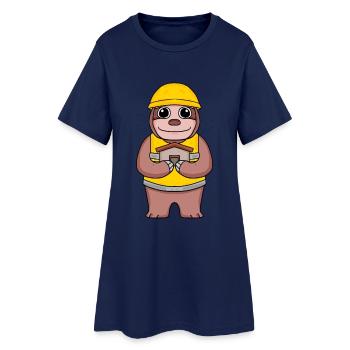 Builder topping sloth house home building gift - Women’s T-Shirt Dress - light navy - Front