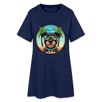 Rottweiler Chien Race Dessin Animé Lunettes De Soleil Plage - Robe T-shirt Femme - marine clair - Devant