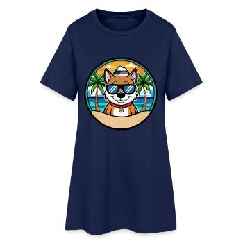 Cao De Seo Miguel Race De Chien Dessin Animé Plage - Robe T-shirt Femme - marine clair - Devant