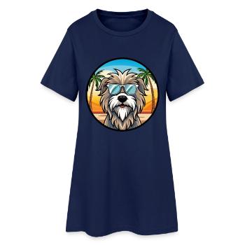 Lunettes de soleil Bergamasco Shepherd Dog Breed Cartoon - Robe T-shirt Femme - marine clair - Devant