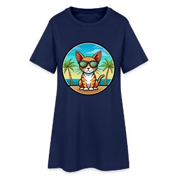 Abyssin Shorthair Cat Breed Cartoon Lunettes de soleil - Robe T-shirt Femme - marine clair - Devant