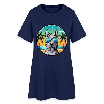 Scottish Terrier Chien Race Dessin Animé Lunettes De Soleil Plage - Robe T-shirt Femme - marine clair - Devant