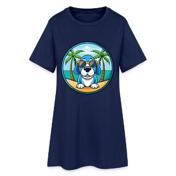 Lunettes de soleil de dessin animé Blue Gascony Basset Dog Breed - Robe T-shirt Femme - marine clair - Devant