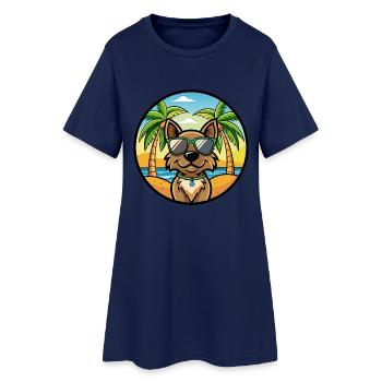 Cao Da Serra De Aires Lunettes de soleil de dessin animé de race de chien - Robe T-shirt Femme - marine clair - Devant