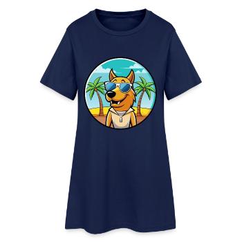 Smaland Hound Chien Race Dessin Animé Lunettes De Soleil Plage - Robe T-shirt Femme - marine clair - Devant
