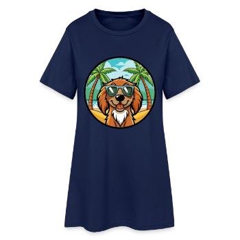 Boykin Spaniel Dog Breed Cartoon Sunglasses Beach - Women’s T-Shirt Dress - light navy - Front