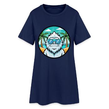 Yeti Lustige Cartoon Sommer Strand Sonnenbrille Aufkleber - Frauen T-Shirt-Kleid - Light Navy - Vorne
