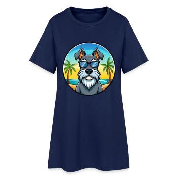 Standard Schnauzer Hunderasse Cartoon Sonnenbrille - Frauen T-Shirt-Kleid - Light Navy - Vorne