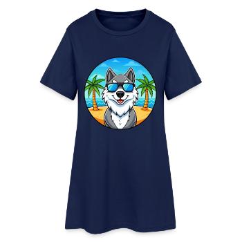 Lunettes de soleil Seppala Siberian Sleddog Breed Cartoon - Robe T-shirt Femme - marine clair - Devant