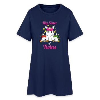Big Sister Of Twins Unicorn - Frauen T-Shirt-Kleid - Light Navy - Vorne