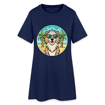Kuchi Afghanischer Schäferhund Hunderasse Cartoon Sonnenbrille - Frauen T-Shirt-Kleid - Light Navy - Vorne