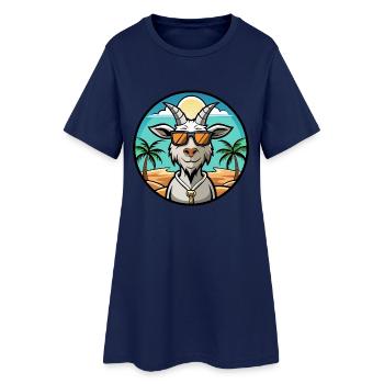 Chèvre Drôle Dessin Animé Plage D’été Lunettes De Soleil Autocollant - Robe T-shirt Femme - marine clair - Devant