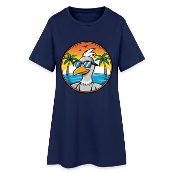Goose Funny Cartoon Summer Beach Sunglasses Cool - Women’s T-Shirt Dress - light navy - Front