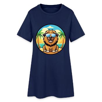 Leonberger Hunderasse Cartoon Sonnenbrille Strand - Frauen T-Shirt-Kleid - Light Navy - Vorne