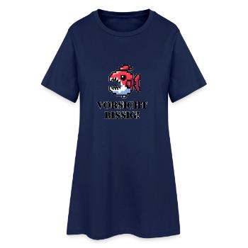 Vorsicht Bissig - Lustiges Fisch Design - Frauen T-Shirt-Kleid - Light Navy - Vorne