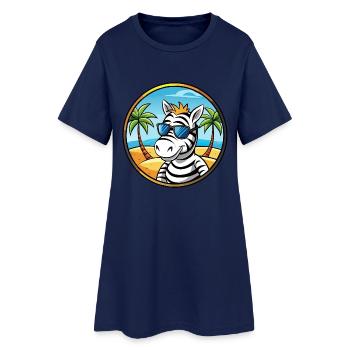 Zebra Lustige Cartoon Sommer Strand Sonnenbrille Cool - Frauen T-Shirt-Kleid - Light Navy - Vorne