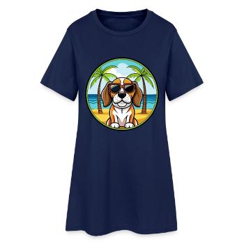 Beagle Harrier Chien Race Dessin Animé Lunettes de soleil Plage - Robe T-shirt Femme - marine clair - Devant