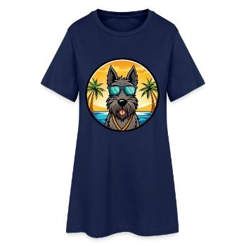 Scottish Terrier Chien Race Dessin Animé Lunettes De Soleil Plage - Robe T-shirt Femme - marine clair - Devant