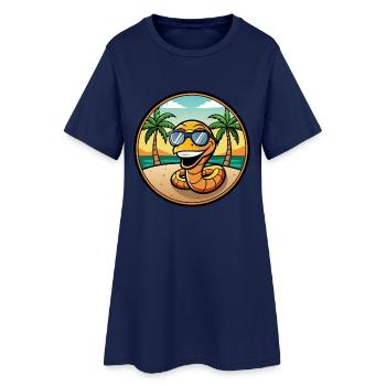 Serpent Drôle Dessin Animé Plage D’été Lunettes De Soleil Cool - Robe T-shirt Femme - marine clair - Devant