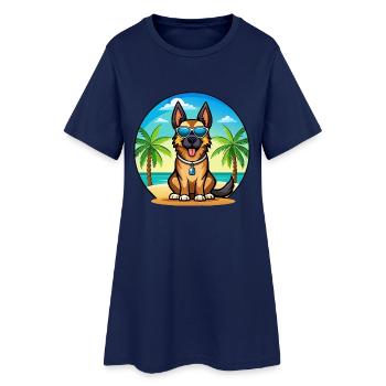 Deutsche Schafpudel Hunderasse Cartoon Sonnenbrille - Frauen T-Shirt-Kleid - Light Navy - Vorne