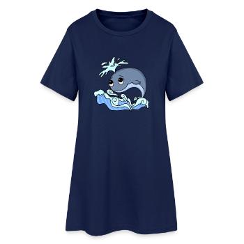 Wal - Frauen T-Shirt-Kleid - Light Navy - Vorne