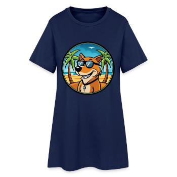 Majestätische Baumhund Hunderasse Cartoon Sonnenbrille - Frauen T-Shirt-Kleid - Light Navy - Vorne