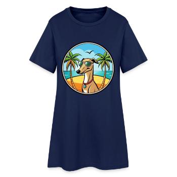 Galgo Español Hunderasse Cartoon Sonnenbrille Strand - Frauen T-Shirt-Kleid - Light Navy - Vorne