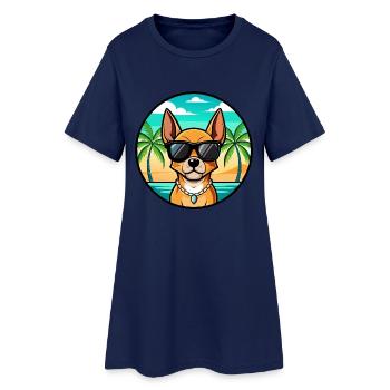 Englische Spielzeug Terrier Hund Rasse Cartoon Sonnenbrille - Frauen T-Shirt-Kleid - Light Navy - Vorne