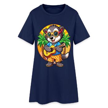 Lustige Dachs Cartoon Sommer Strand Sonnenbrille - Frauen T-Shirt-Kleid - Light Navy - Vorne