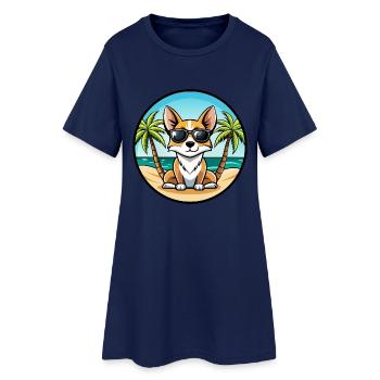 Lunettes de soleil de dessin animé de race de chien Fox Terrier miniature - Robe T-shirt Femme - marine clair - Devant