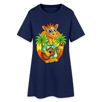 Lustige Kamel Cartoon Sommer Strand Sonnenbrille Gitarre - Frauen T-Shirt-Kleid - Light Navy - Vorne