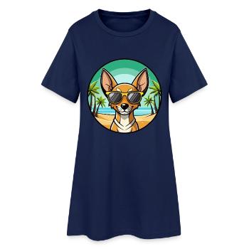 Cirneco Dell Etna Hunderasse Cartoon Sonnenbrille Strand - Frauen T-Shirt-Kleid - Light Navy - Vorne