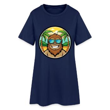 Bigfoot Funny Cartoon Summer Beach Sunglasses Cool - Women’s T-Shirt Dress - light navy - Front