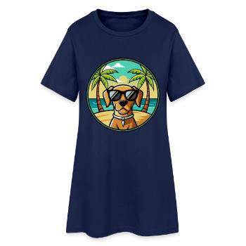 Portugiesische Pointer Hunderasse Cartoon Sonnenbrille - Frauen T-Shirt-Kleid - Light Navy - Vorne