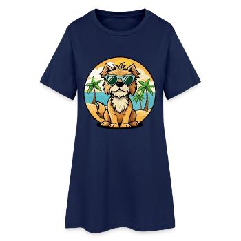 Brikett Griffon Vendéen Hunderasse Cartoon Strand - Frauen T-Shirt-Kleid - Light Navy - Vorne