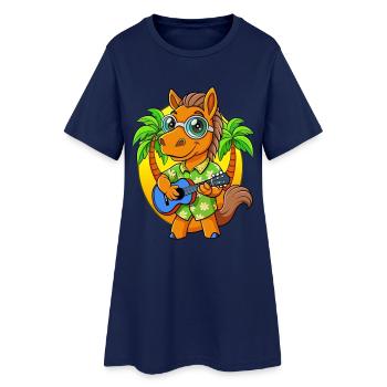 Funny Horse Summer Beach Sunglasses Hawaiian - Women’s T-Shirt Dress - light navy - Front