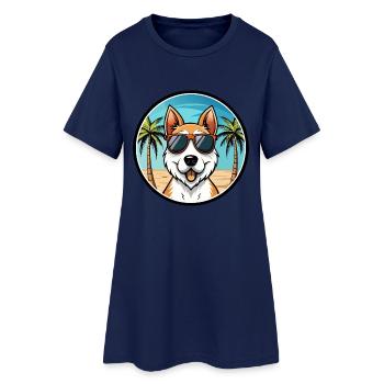 Fox Terrier Smooth Dog Breed Lunettes de soleil de dessin animé - Robe T-shirt Femme - marine clair - Devant