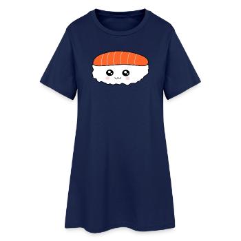 Kawaii,Nigiri,Salmon,Fish, Rice, Japan Cuisine - Women’s T-Shirt Dress - light navy - Front