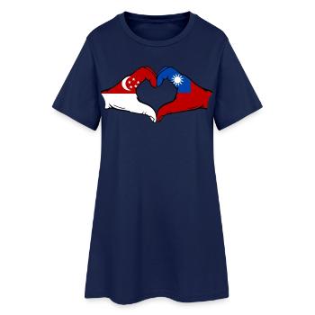 Singapur Taiwan Hände Herzform - Frauen T-Shirt-Kleid - Light Navy - Vorne