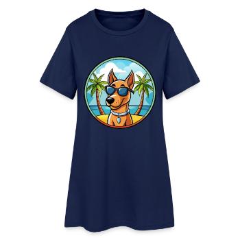Chien Courant Andalou Race Chien Dessin Animé Lunettes De Soleil Plage - Robe T-shirt Femme - marine clair - Devant