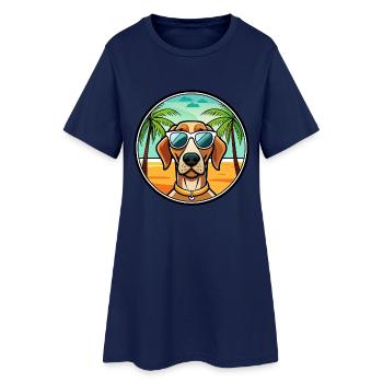 Portugiesische Pointer Hunderasse Cartoon Sonnenbrille - Frauen T-Shirt-Kleid - Light Navy - Vorne