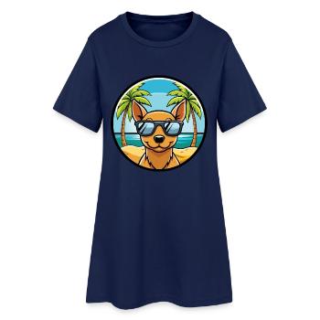 Race de chien sans poils péruvienne dessin animé lunettes de soleil plage - Robe T-shirt Femme - marine clair - Devant