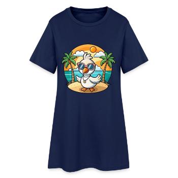 Lunettes de soleil de plage d’été de dessin animé drôle de cygne - Robe T-shirt Femme - marine clair - Devant