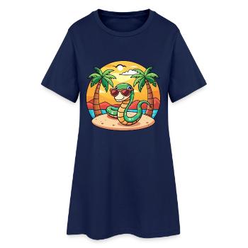 Lunettes de soleil de plage d’été de dessin animé drôle de serpent - Robe T-shirt Femme - marine clair - Devant