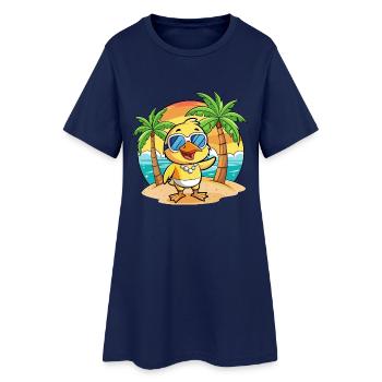 Ente Lustige Cartoon Sommer Strand Sonnenbrille - Frauen T-Shirt-Kleid - Light Navy - Vorne